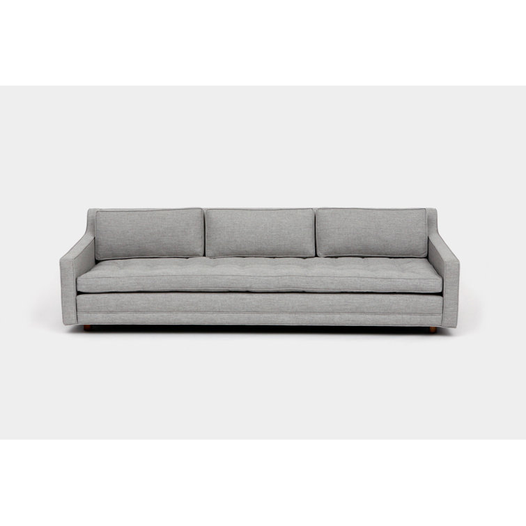Ash Gray Fabric Three-Seater Sofa with Ottoman