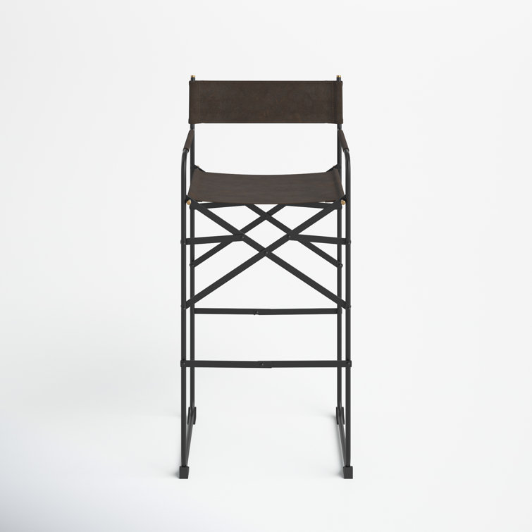 Direttore Dark Brown Leather and Metal Bar Stool