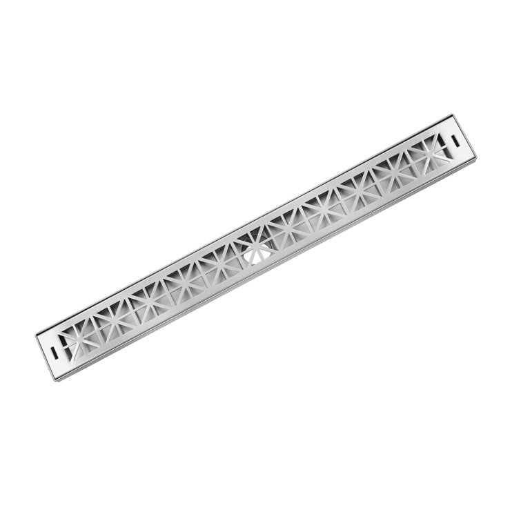Brushed Satin Rectangular Linear Shower Drain with Roman Pattern