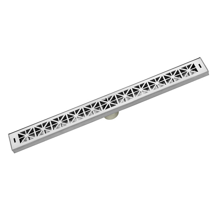 Brushed Satin Rectangular Linear Shower Drain with Roman Pattern