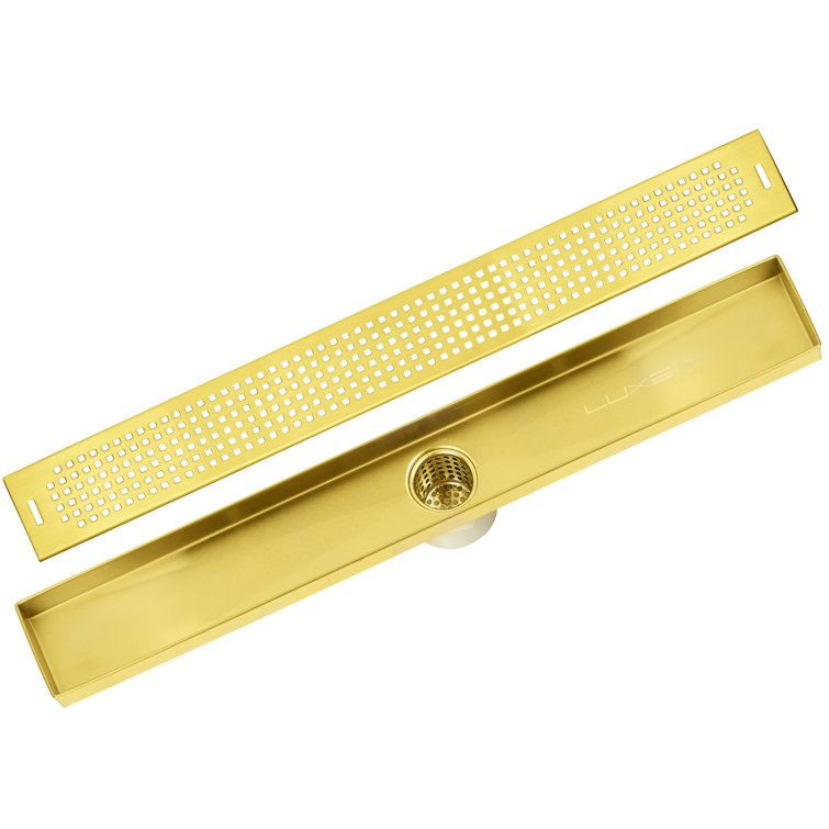 48" Champagne Gold Square Pattern Linear Shower Drain