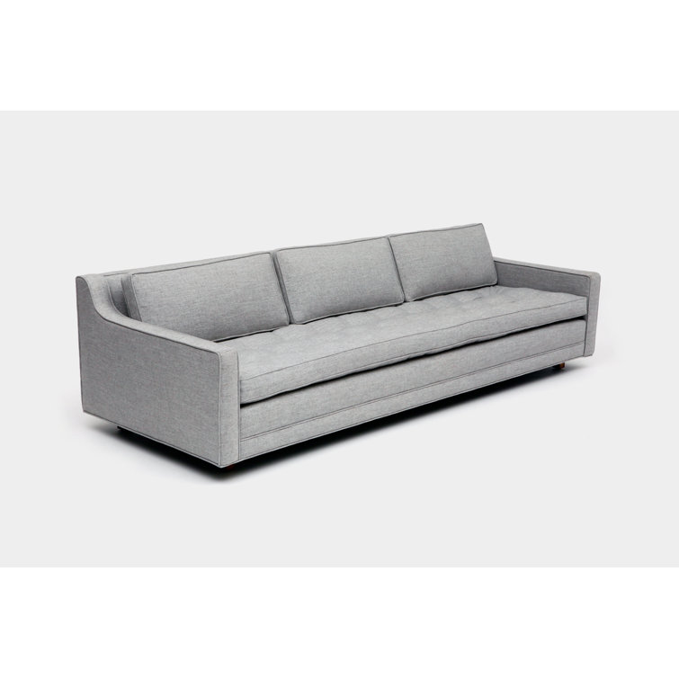 Ash Gray Fabric Three-Seater Sofa with Ottoman