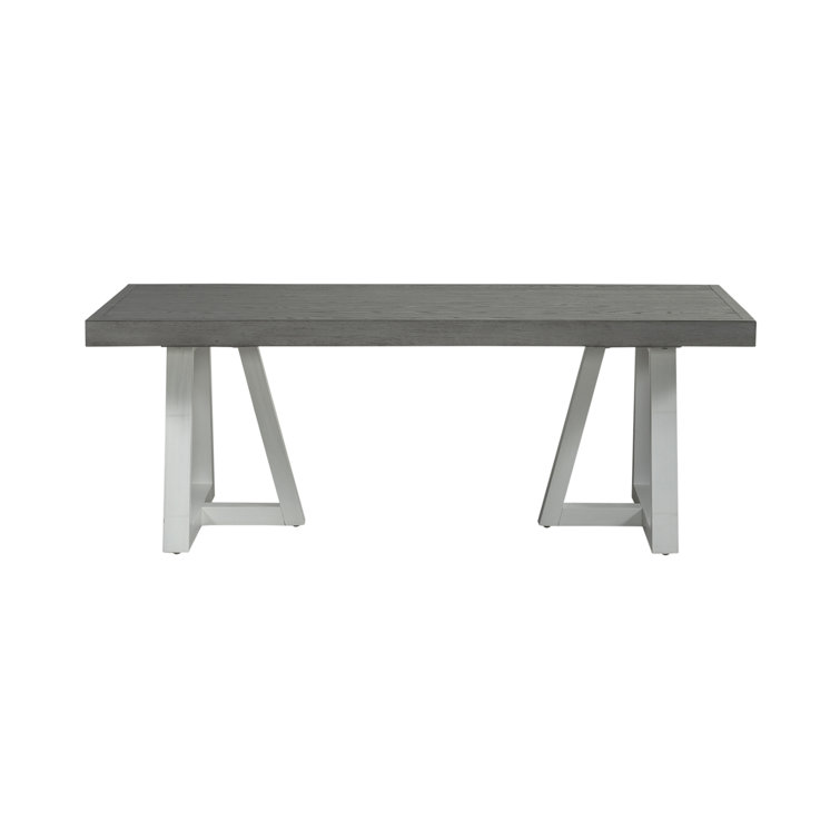 Palmetto Heights Rectangular Driftwood and Shell White Wood Cocktail Table