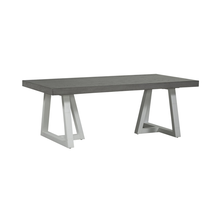 Palmetto Heights Rectangular Driftwood and Shell White Wood Cocktail Table