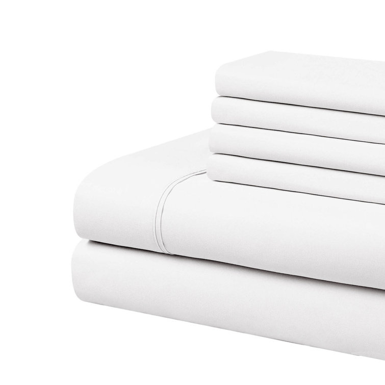 Queen White Ultra-Soft Cotton Microfiber Sheet Set