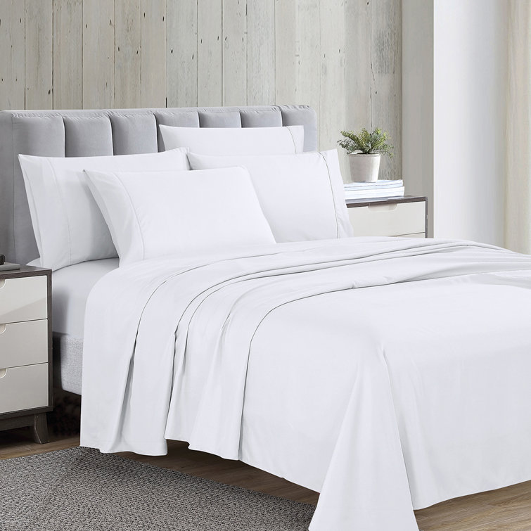 Queen White Ultra-Soft Cotton Microfiber Sheet Set