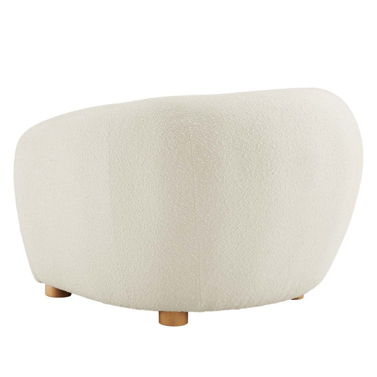 Ivory Velvet Luxe Lounge Accent Chair with Beech Wood Legs