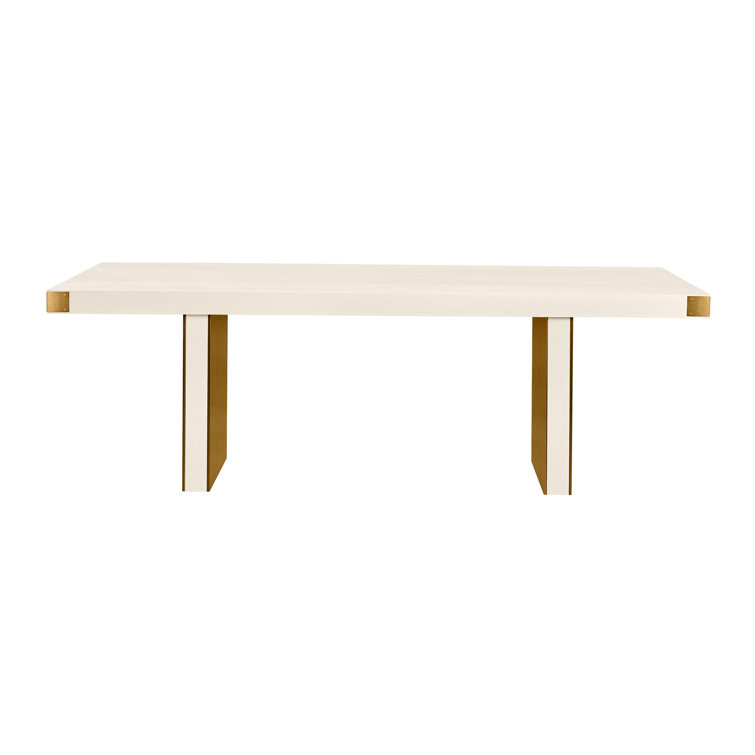 Cream and Gold Ash Wood Rectangular Dining Table