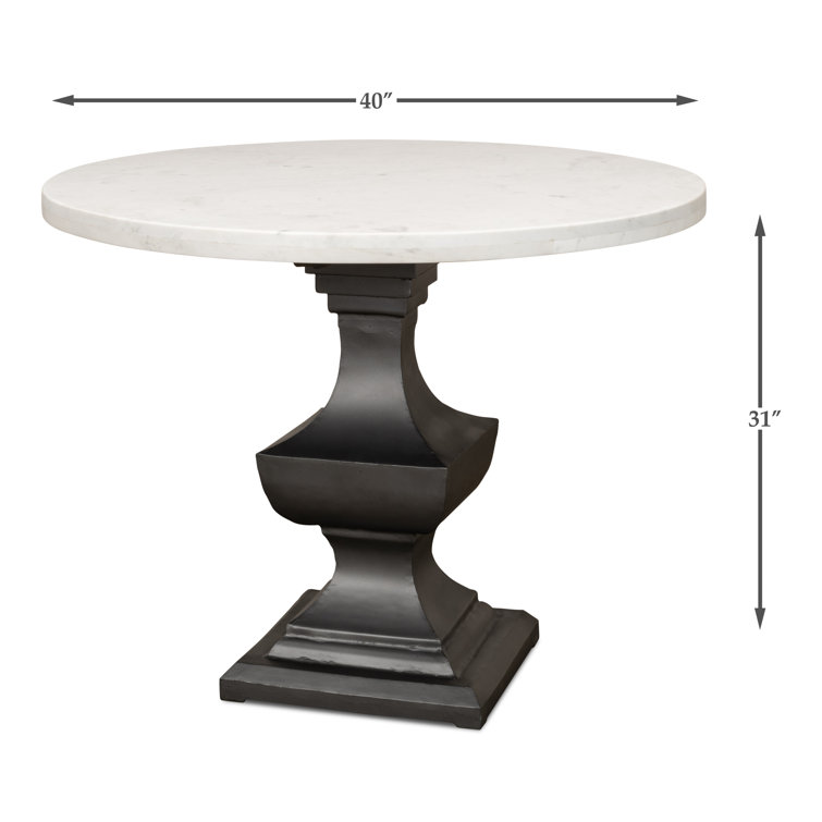Haviland 40" Transitional Black Marble Round Dining Table