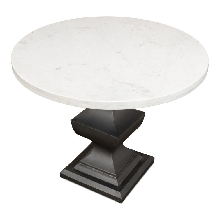 Haviland 40" Transitional Black Marble Round Dining Table