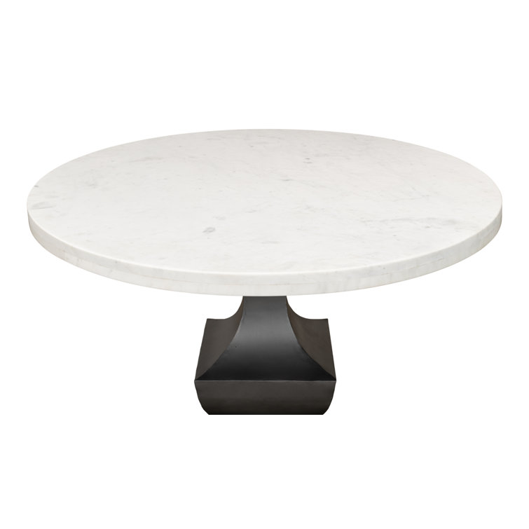 Haviland 40" Transitional Black Marble Round Dining Table