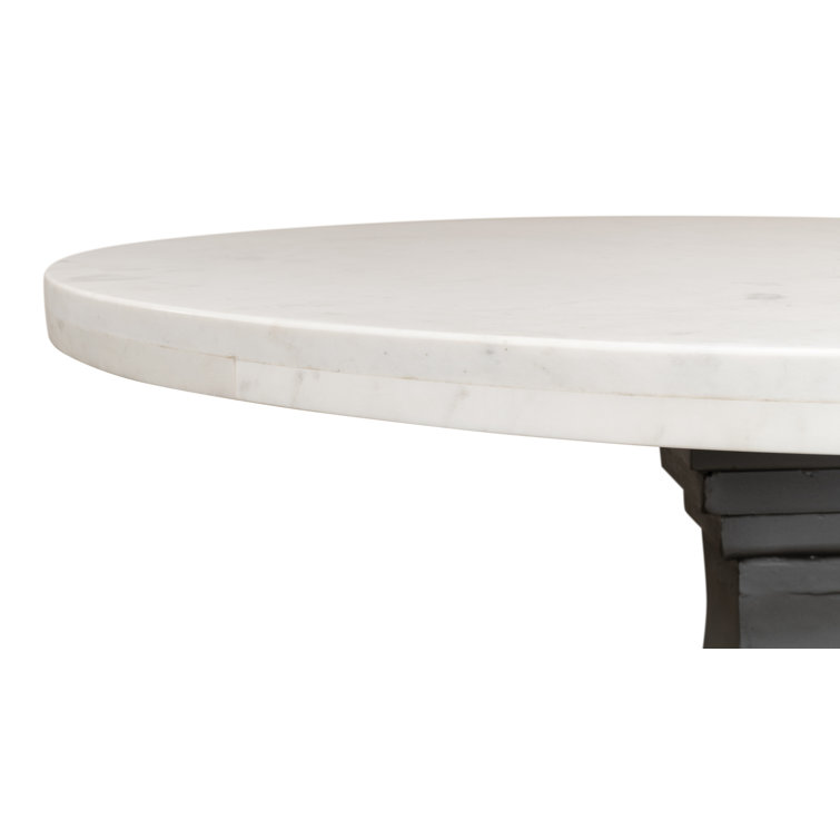 Haviland 40" Transitional Black Marble Round Dining Table