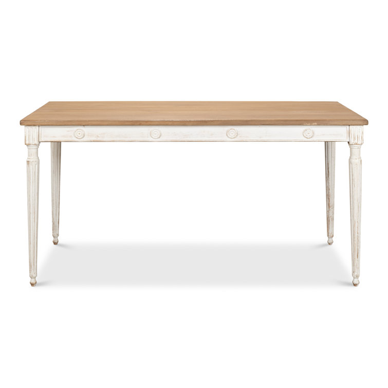 French Country Farmhouse Pine 63'' White Dining Table