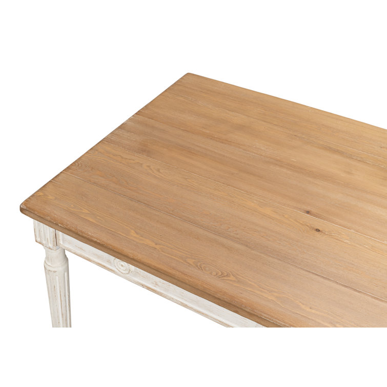 French Country Farmhouse Pine 63'' White Dining Table