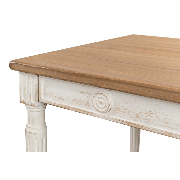 French Country Farmhouse Pine 63'' White Dining Table