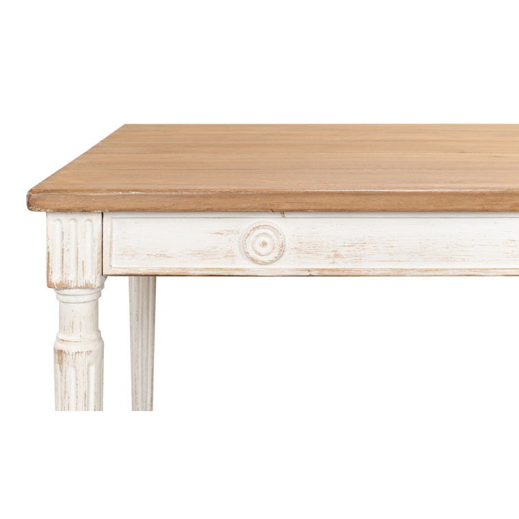 French Country Farmhouse Pine 63'' White Dining Table