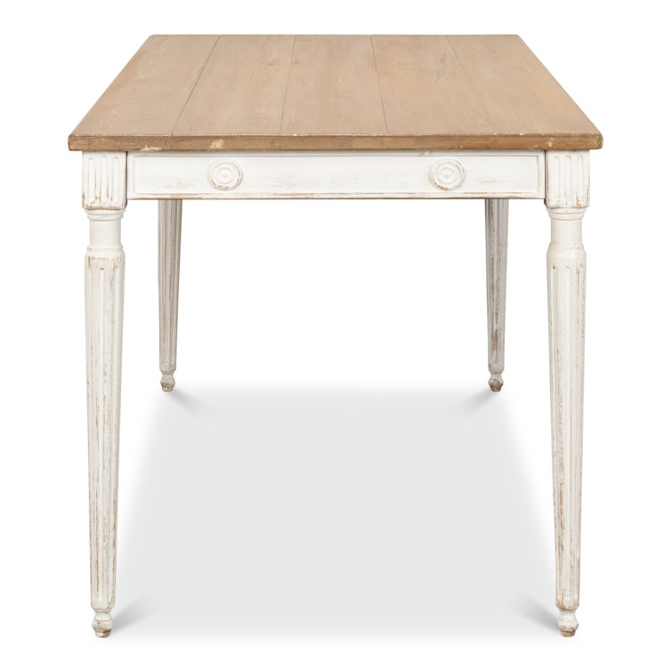 French Country Farmhouse Pine 63'' White Dining Table