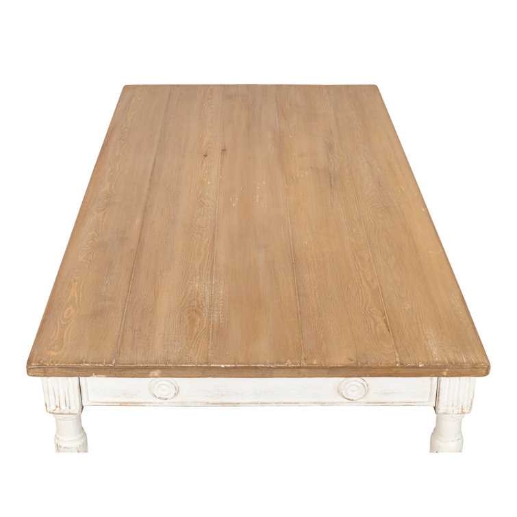 French Country Farmhouse Pine 63'' White Dining Table