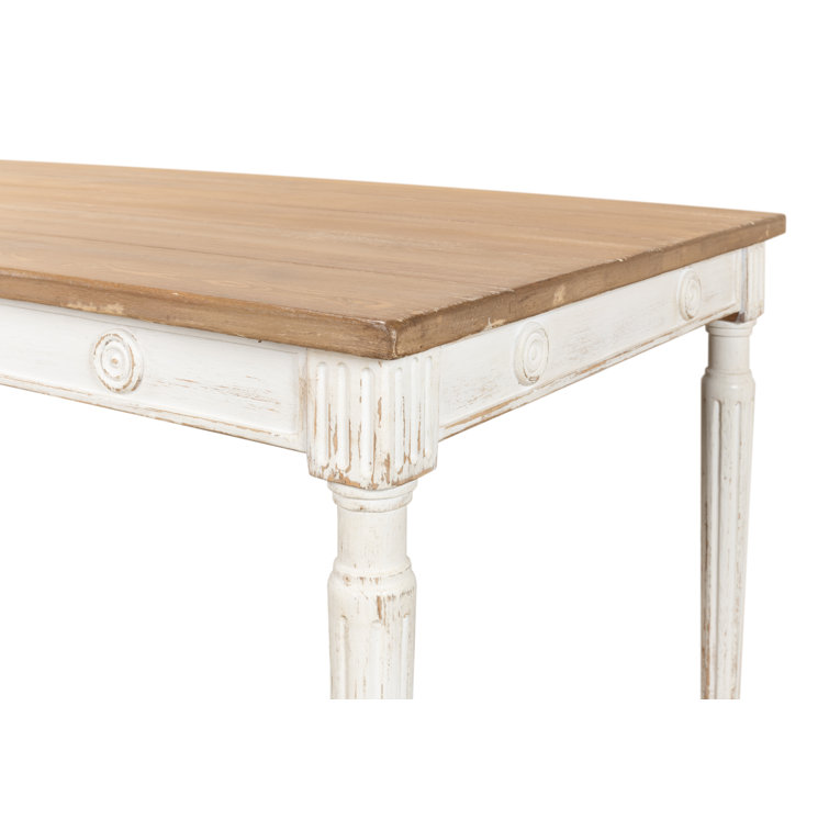 French Country Farmhouse Pine 63'' White Dining Table