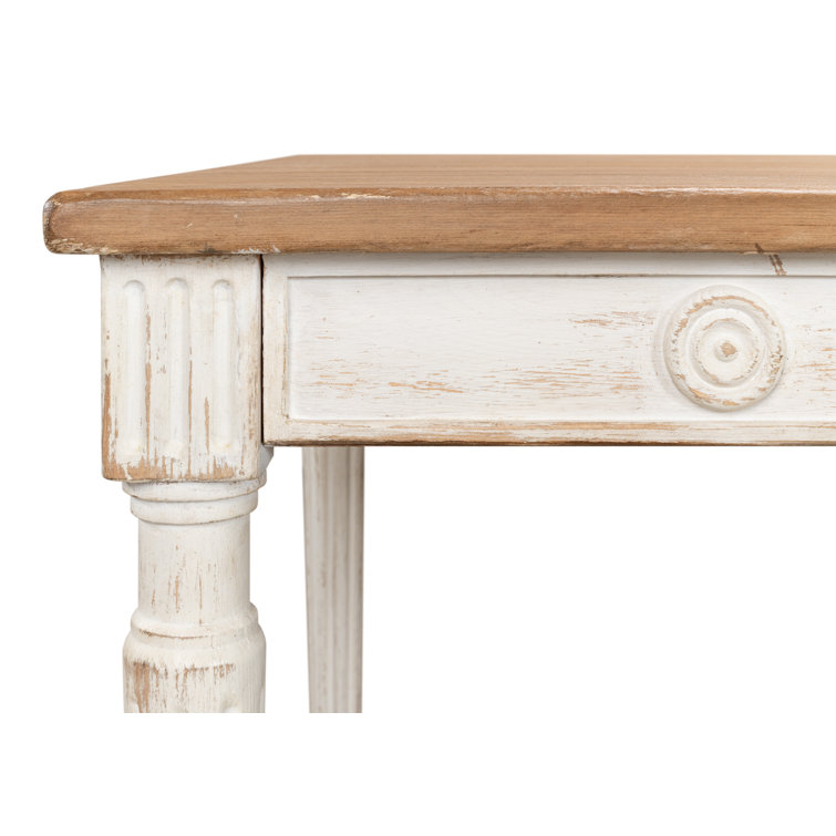 French Country Farmhouse Pine 63'' White Dining Table