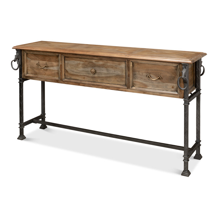 Desert Bleached Brown Acacia Wood and Iron Console Table