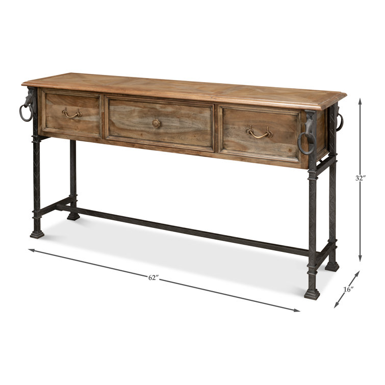 Desert Bleached Brown Acacia Wood and Iron Console Table
