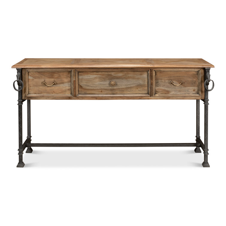 Desert Bleached Brown Acacia Wood and Iron Console Table
