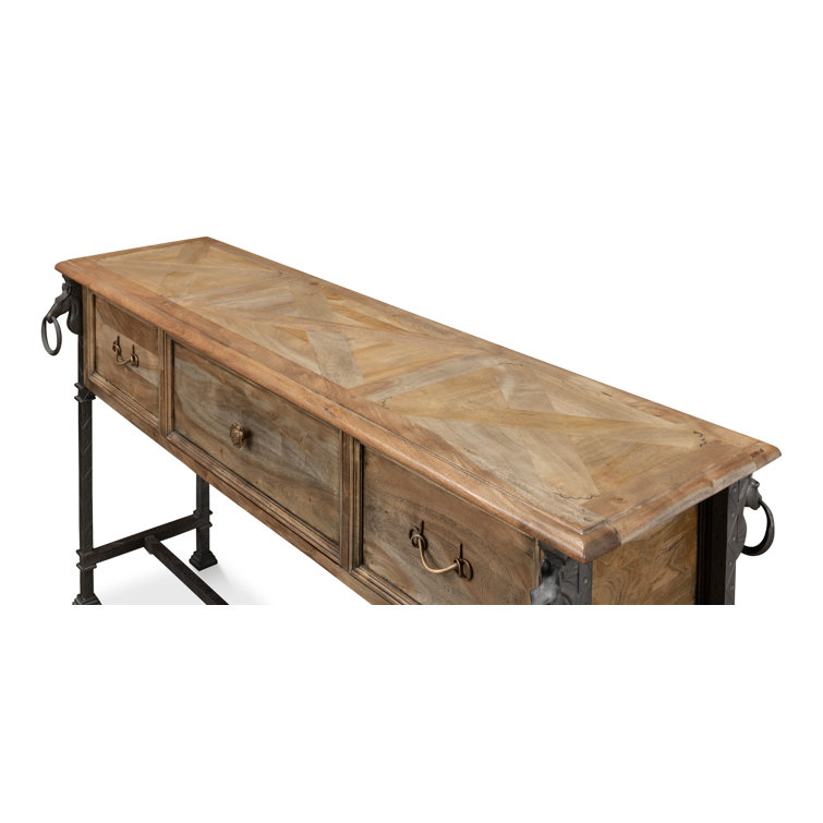 Desert Bleached Brown Acacia Wood and Iron Console Table