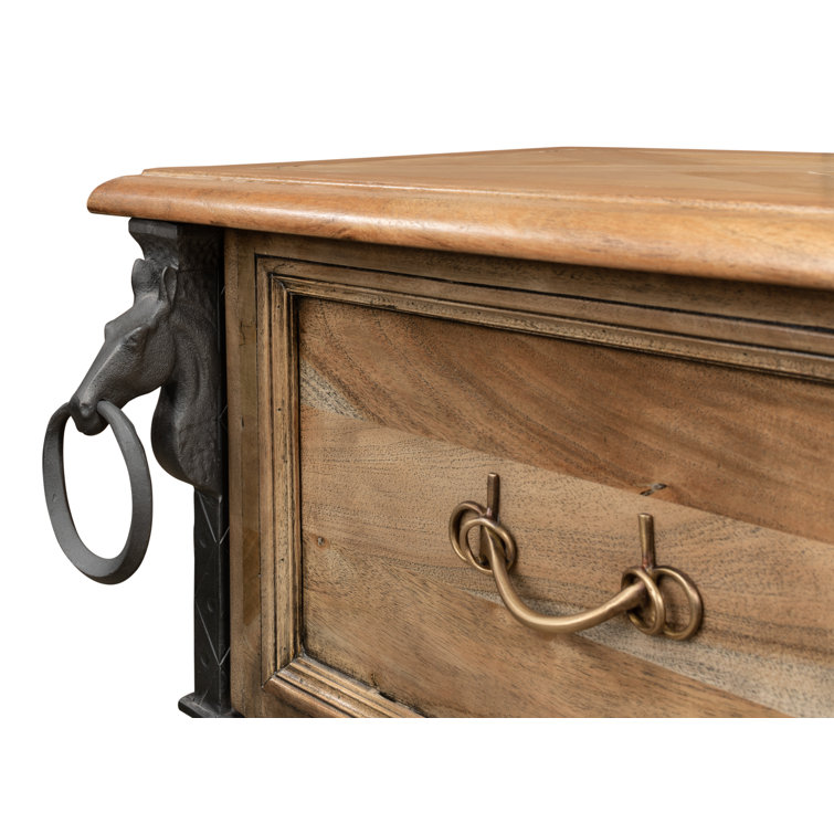 Desert Bleached Brown Acacia Wood and Iron Console Table