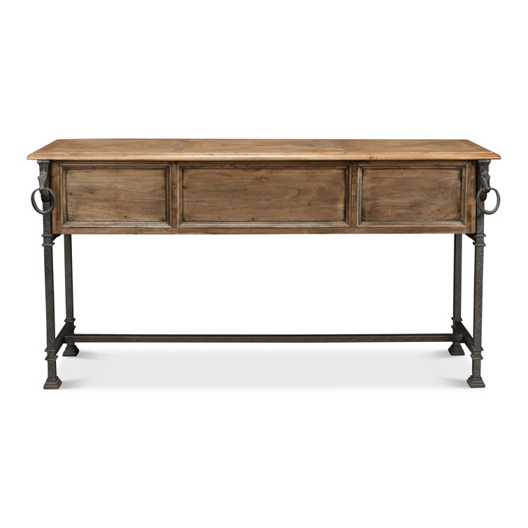 Desert Bleached Brown Acacia Wood and Iron Console Table