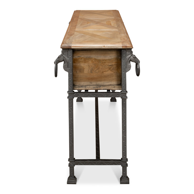 Desert Bleached Brown Acacia Wood and Iron Console Table