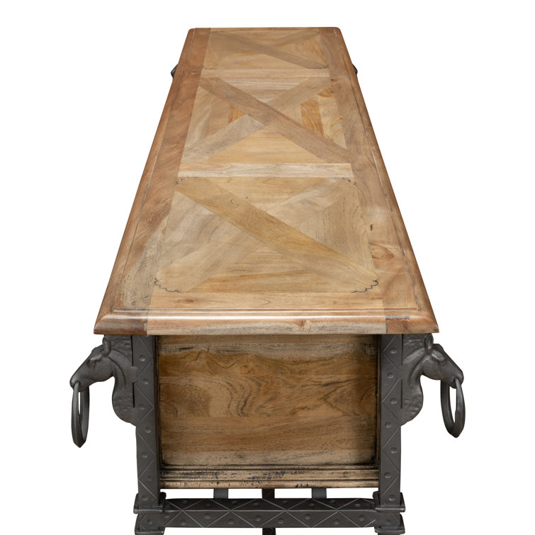 Desert Bleached Brown Acacia Wood and Iron Console Table