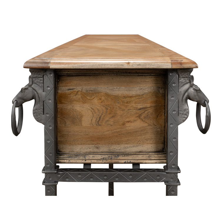 Desert Bleached Brown Acacia Wood and Iron Console Table