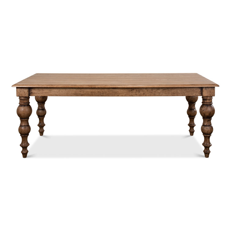 Rustic Oak Solid Wood Dining Table with Turned Legs