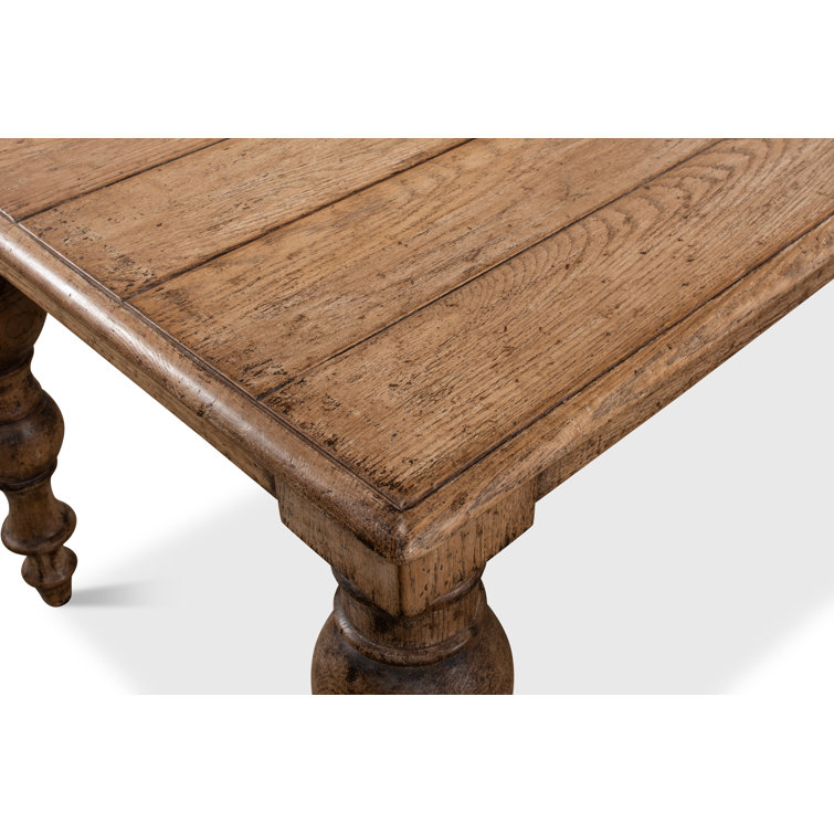 Rustic Oak Solid Wood Dining Table with Turned Legs