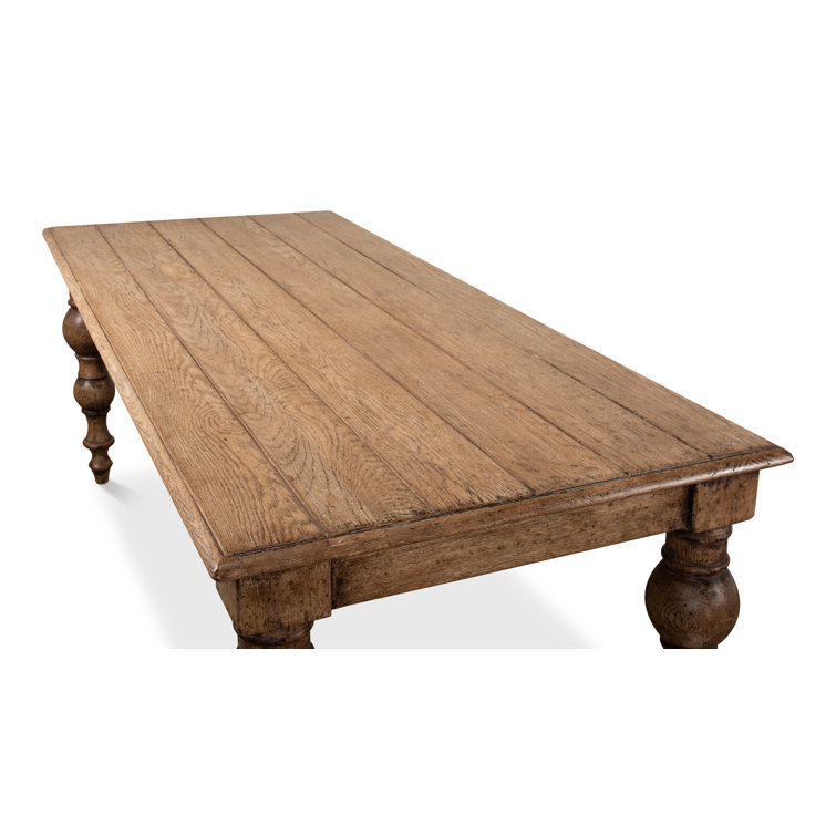 Rustic Oak Solid Wood Dining Table with Turned Legs