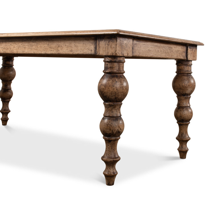 Rustic Oak Solid Wood Dining Table with Turned Legs