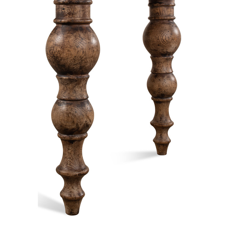 Rustic Oak Solid Wood Dining Table with Turned Legs