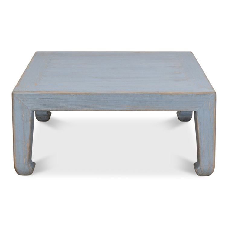 Blue Solid Pine Wood Square Coffee Table