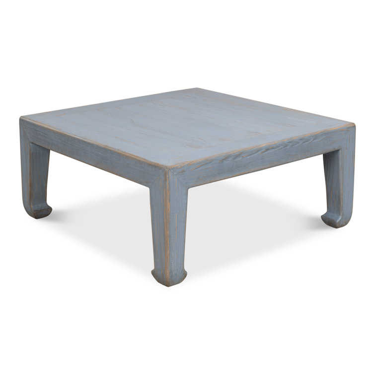 Blue Solid Pine Wood Square Coffee Table