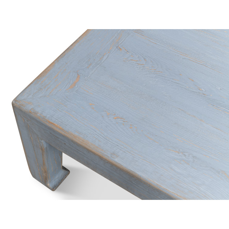 Blue Solid Pine Wood Square Coffee Table