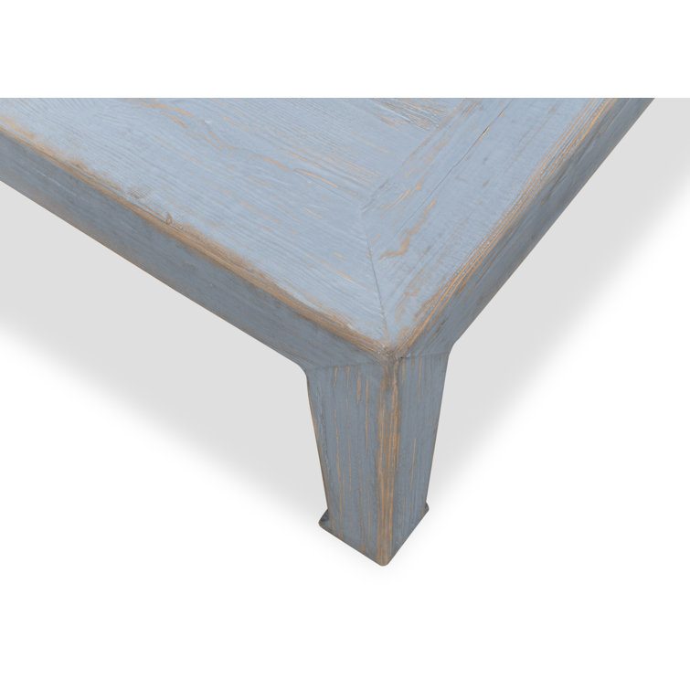 Blue Solid Pine Wood Square Coffee Table