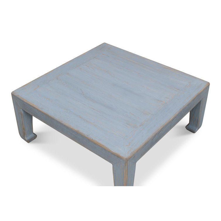 Blue Solid Pine Wood Square Coffee Table