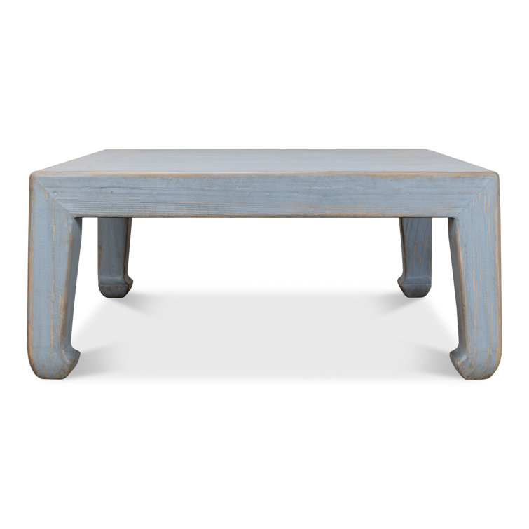 Blue Solid Pine Wood Square Coffee Table