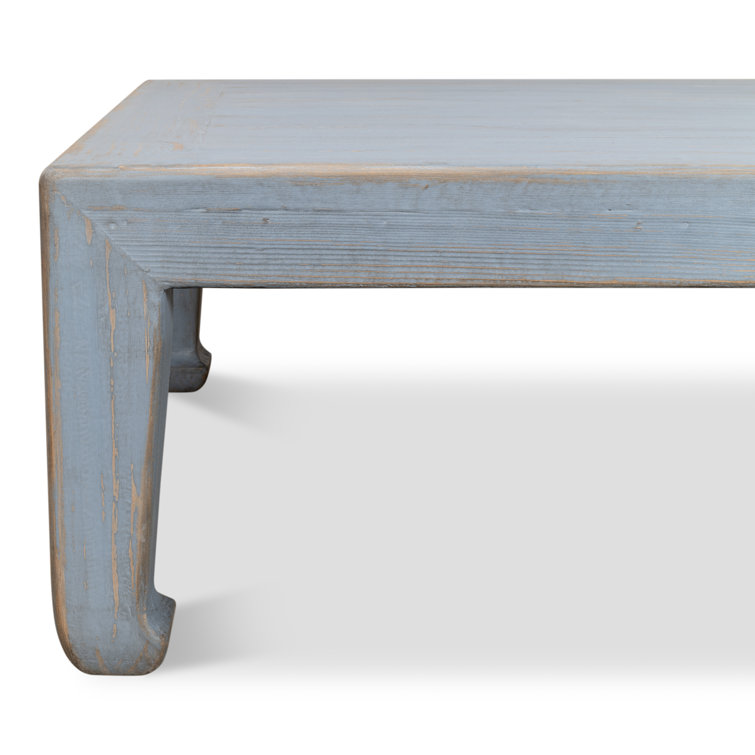 Blue Solid Pine Wood Square Coffee Table