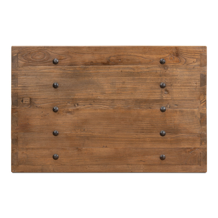 Rustic Rectangular Beige Wood Coffee Table with Storage