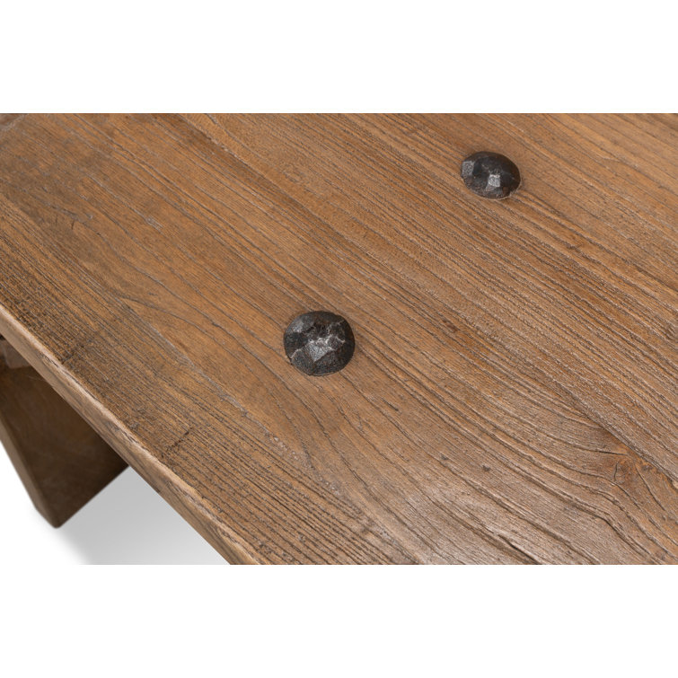 Rustic Rectangular Beige Wood Coffee Table with Storage