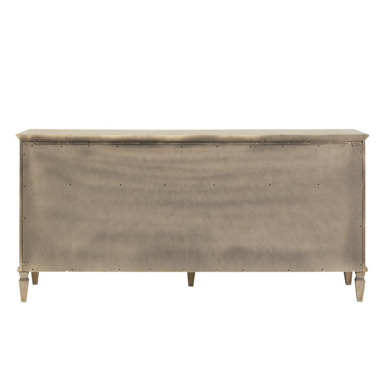 Mid-Century French-Inspired 6-Drawer Gray Dresser