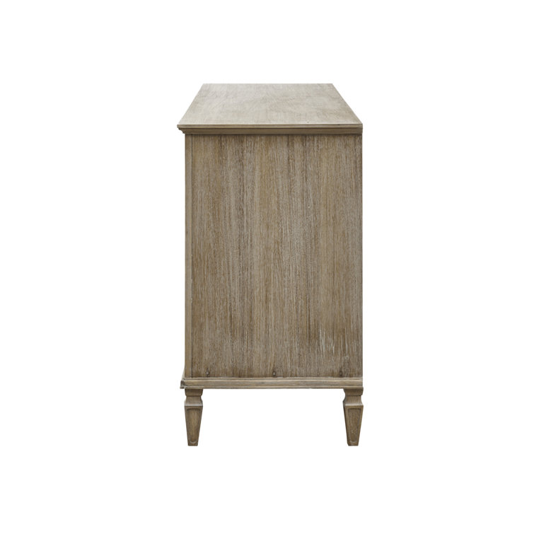 Mid-Century French-Inspired 6-Drawer Gray Dresser