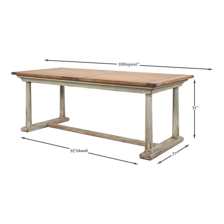 Amelia Extendable Pine Wood Dining Table with Sage Base